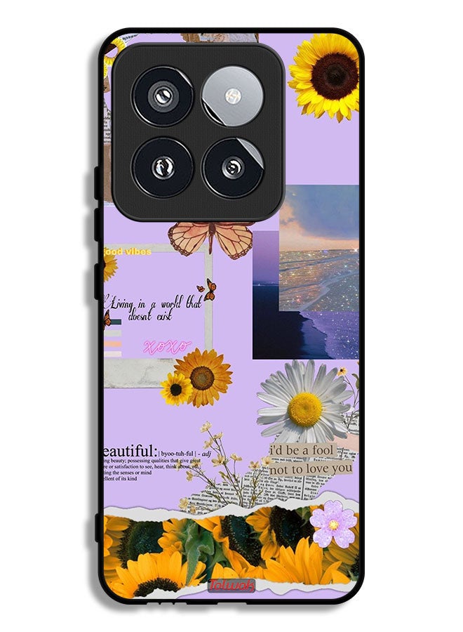 Tolwak Xiaomi 14 Pro Protective Case Cover Beautiful Sunflower Stickers - Image 1