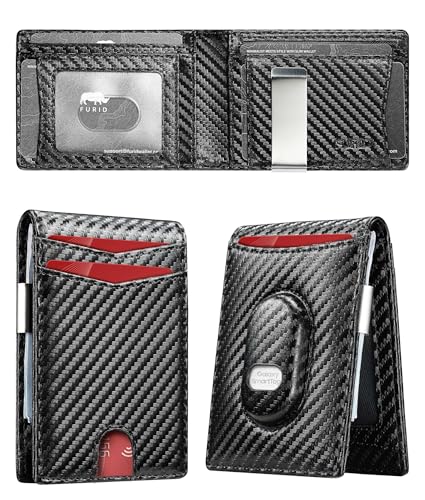 furid Mens Wallet for Samsung Galaxy SmartTag2: Slim Minimalist Wallet Compatible with Samsung Tracker Tag - RFID Blocking Bifold Leather Wallet with Money Clip - Image 1