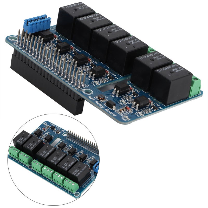 6 Channel Relay Shields for Raspberry Pi A+ B+ 2B 3B - 5A 250V AC Optocoupler Isolation Expansion Board for High Voltage Control - Image 5