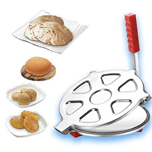 KENAYO ENTERPRISE KENAYO ENTERPRISE Heavy Quality Stainless Steel 7 inch DiaPuri Maker Press Machine with Handle Manual Stainless Steel Roti Press PapadKhakhraChapati Maker  - Image 3