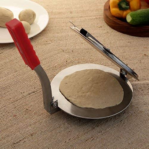 KENAYO ENTERPRISE KENAYO ENTERPRISE Heavy Quality Stainless Steel 7 inch DiaPuri Maker Press Machine with Handle Manual Stainless Steel Roti Press PapadKhakhraChapati Maker  - Image 5