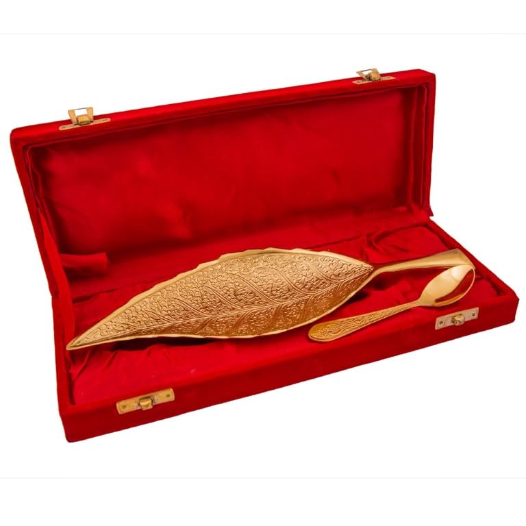 JAIPUR ACE JAIPUR ACE Leaf Pattern Silver Plated Brass Platter Abs00054  - Image 3