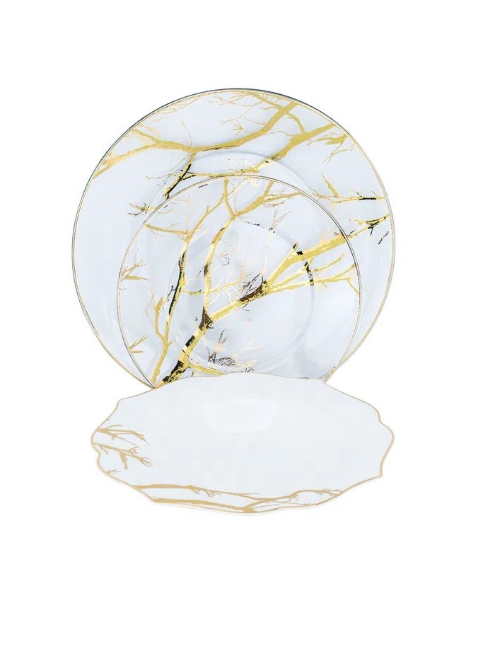 السيف غاليري طقم سفرة بورسلان السيف غاليري، 61 قطعة - ابيض ذهبي - Image 2