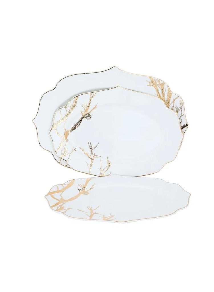 السيف غاليري طقم سفرة بورسلان السيف غاليري، 61 قطعة - ابيض ذهبي - Image 3