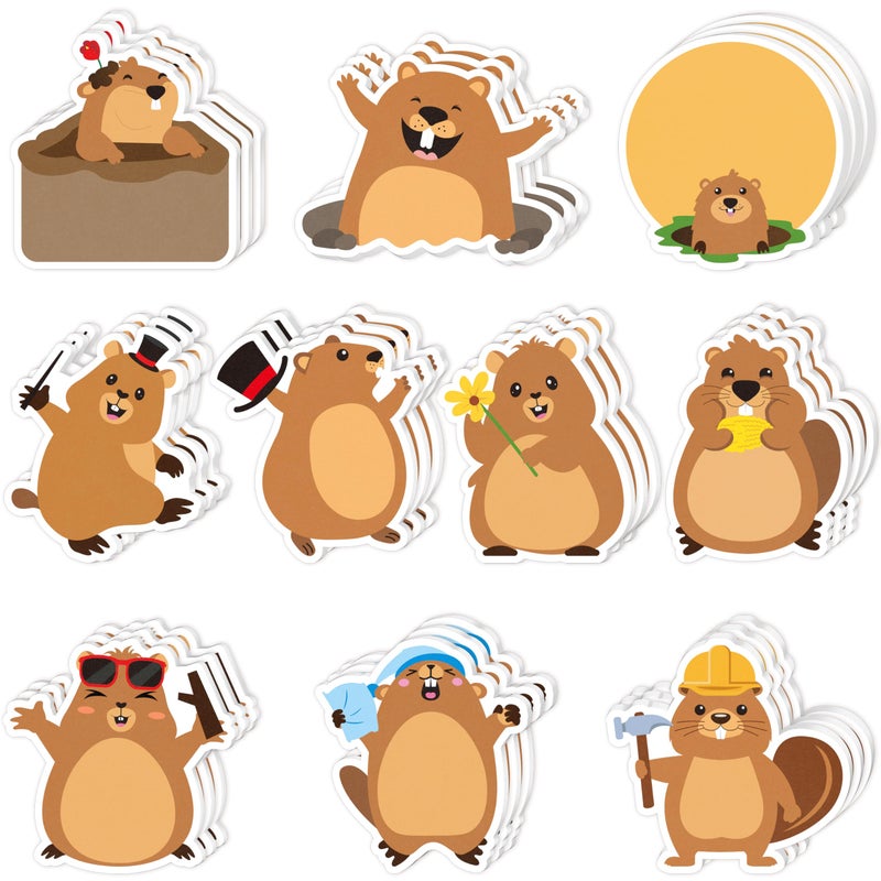 CJiangpo 30Pcs Groundhog Sticky Notes Pads, 600 Sheets Cute Cartoon Self Stick Notepad Memo Pads Funny Page Markers Classroom Rewards for Groundhog Day Party Favors Fillers Gifts - Image 1