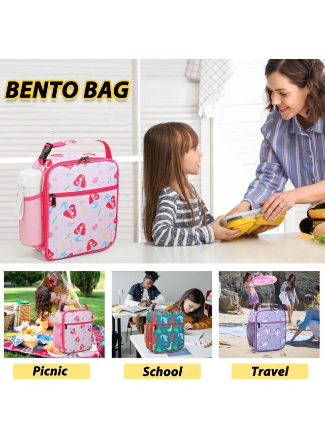 SänHahn Kids Lunch Box Insulated Soft Bag Mini Cooler Back to School Thermal Meal Tote Kit with Proof Water-resistant Lining for Girls, Boys (Purple Pony)  - Image 5