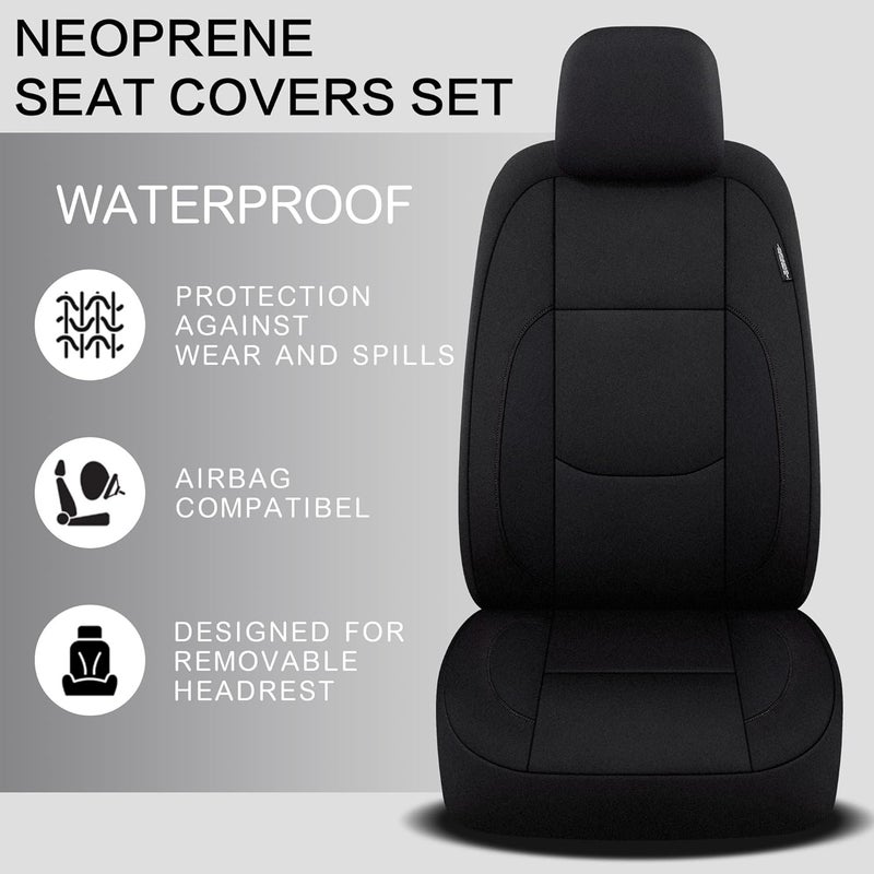 Pariitadin Waterproof Neoprene Car Seat Covers - Black - Image 3