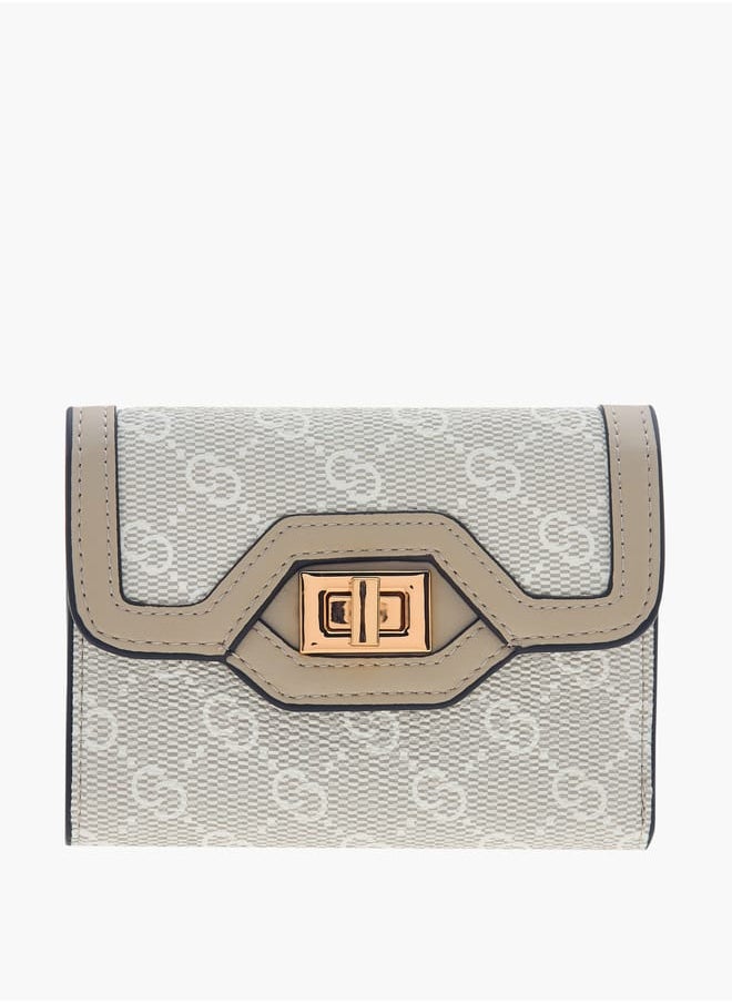 Celeste - Women Monogram Detail Bi-Fold Wallet with Lock Clasp Closure - Image 1