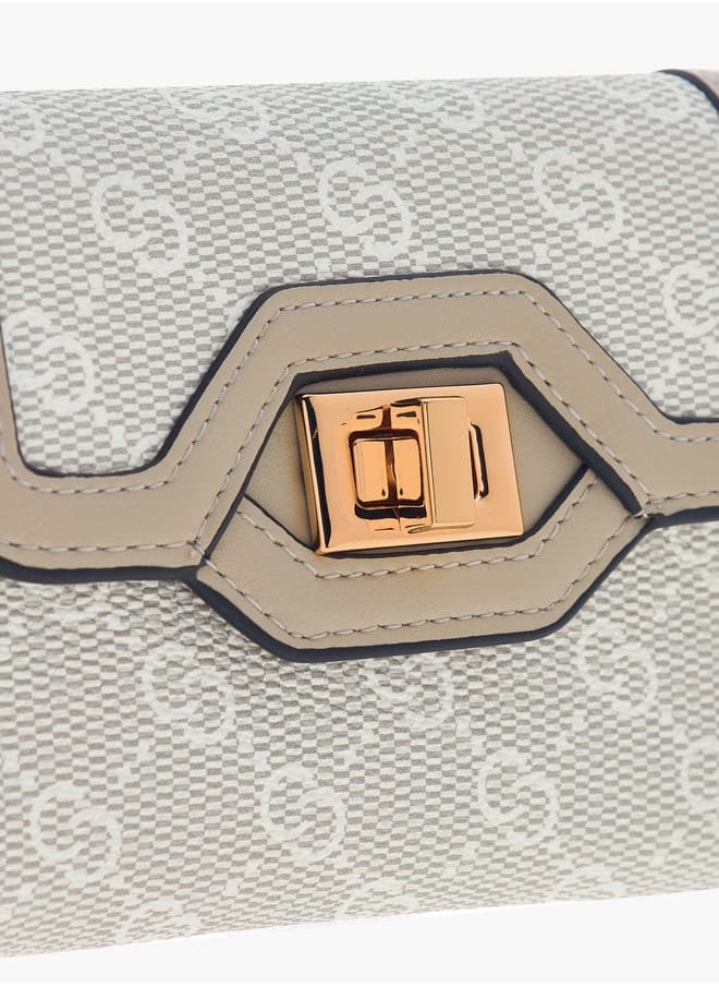Celeste - Women Monogram Detail Bi-Fold Wallet with Lock Clasp Closure - Image 1
