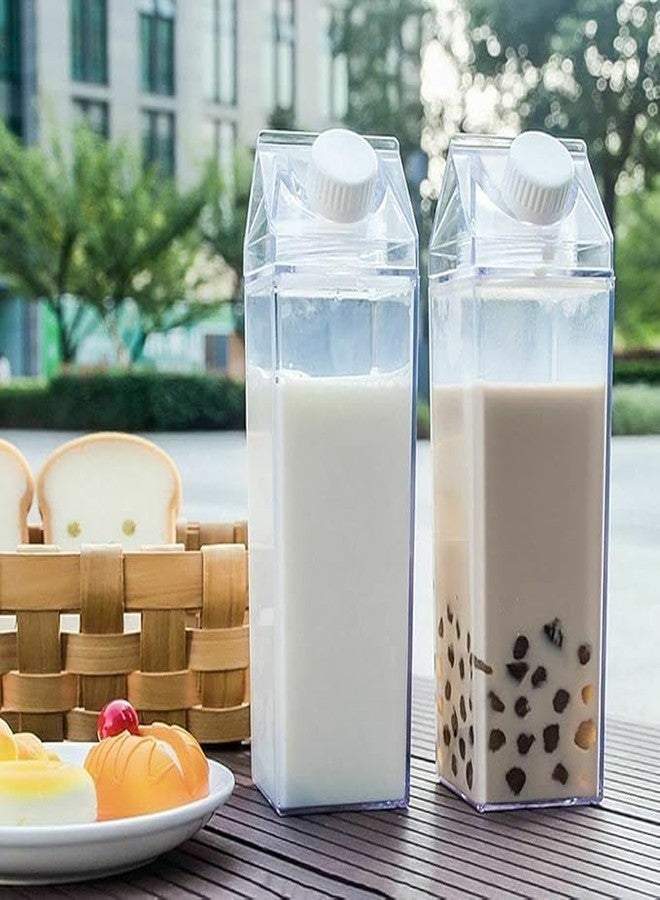 STEFLON Transparent Square Milk Bottle, BPA Free, Lightweight Acrylic, Wide Mouth, Leak-proof for Daily Use, Outdoors, Sports, Travel, Work-new-2026 (SQUARE MILK BOTTLE-500ml -2pcs) - Image 1