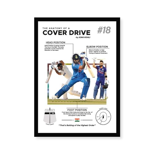 CodersParadise Wood Virat Kohli Wall Art | 8x12 Inch (A4) Framed Poster, Hanging Wall | Decor for Home, Bedroom & Living Room, Cricket Artwork for Fans - Image 1