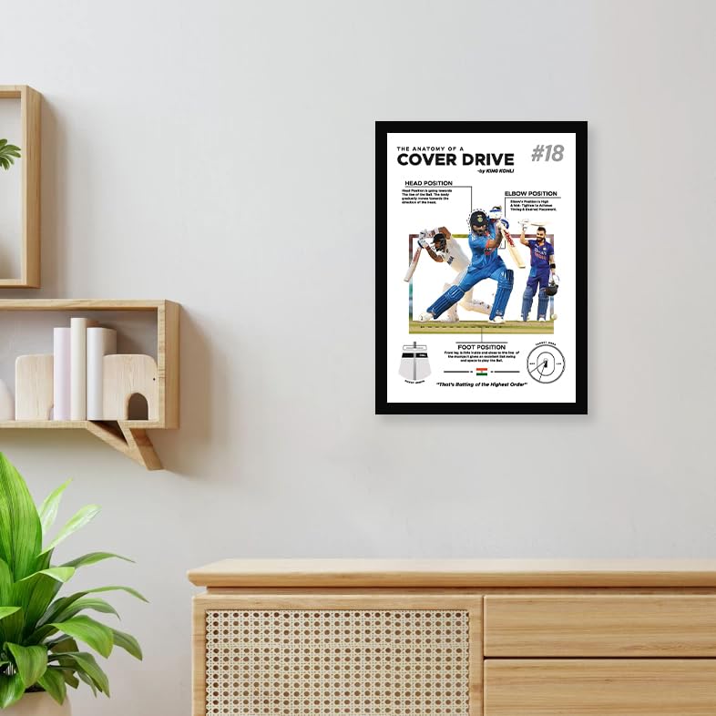 CodersParadise Wood Virat Kohli Wall Art | 8x12 Inch (A4) Framed Poster, Hanging Wall | Decor for Home, Bedroom & Living Room, Cricket Artwork for Fans - Image 2