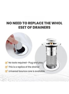 Urbanscape Urbanscape Stainless Steel Sink Strainer Push Down Wash Basin Bathroom Drain Filter AntiClog Drain Stopper for Bathtub Kitchen Durable Rustproof HighPerformance Kitchen Sink Drain Filter  - Image 5