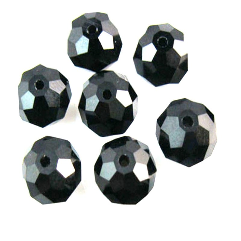 Black Faceted Rondelle Glass Beads 150pcs For Jewelry Making Necklace Bracelet - Image 2