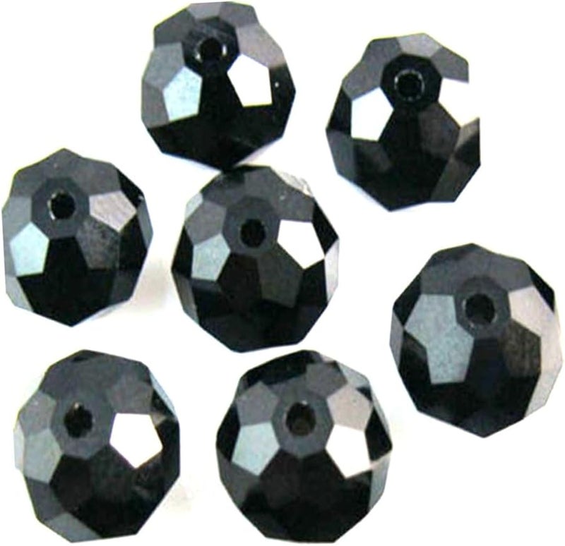 Black Faceted Rondelle Glass Beads 150pcs For Jewelry Making Necklace Bracelet - Image 1