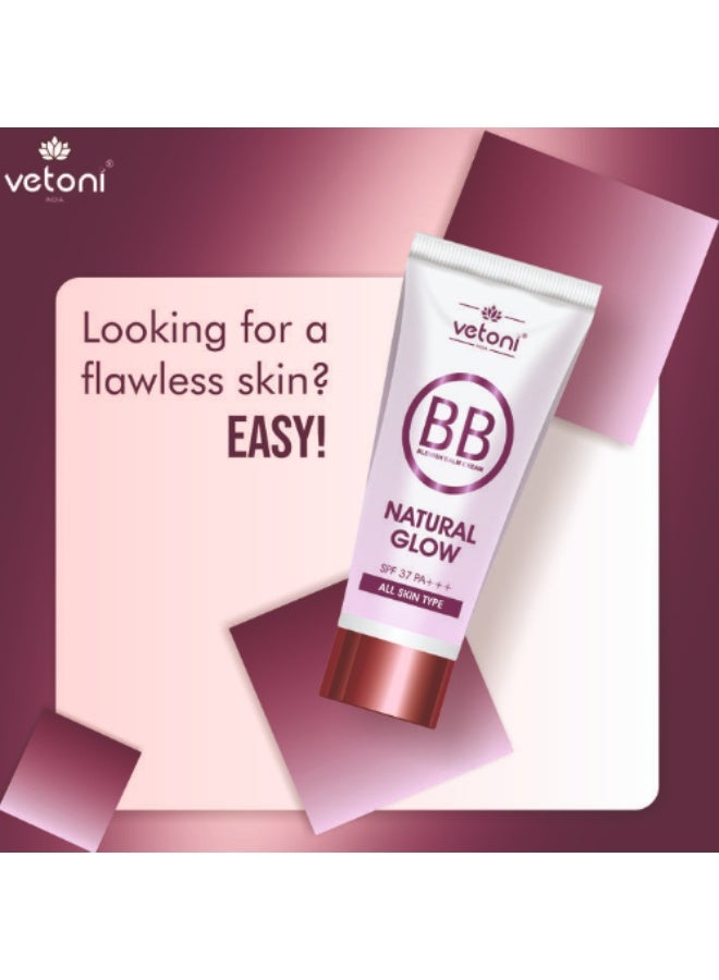 Vetoni Natural Glow BB Cream with Blemish balm and Foundation Touch - 60ml - Image 4