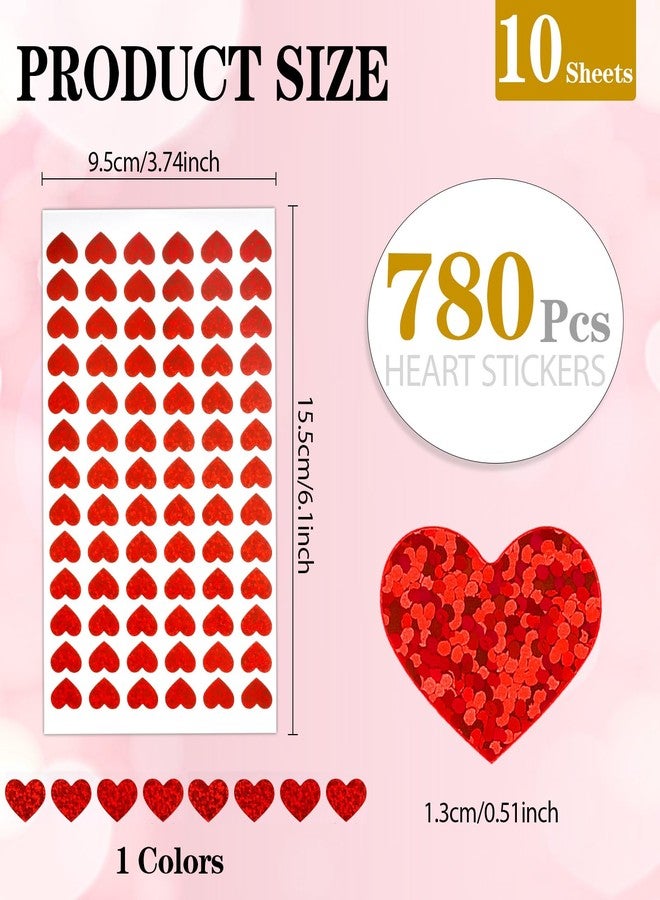 BOEIAC Heart Stickers, Red Heart Sticker, Glitter Small Mini Heart Stickers for Kids, 780 PCS, Decorative Love Stickers for Kids Reward, Valentine's Day, Wedding, Mother's Day, Envelopes, Gift Box - Image 2