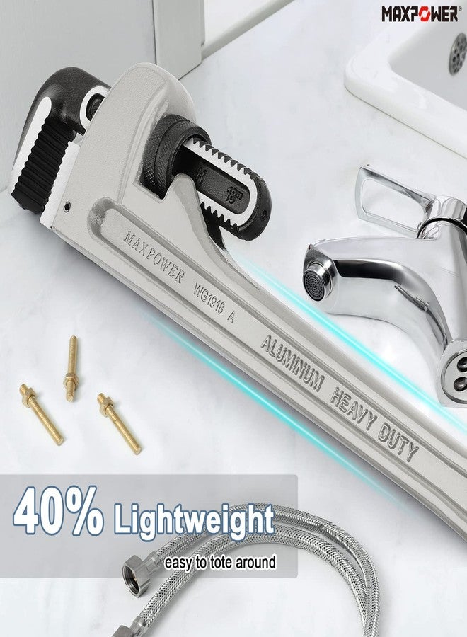 مجموعة مفاتيح أنابيب ماكس باور، مقاس ١٠ و١٤ و١٨ بوصة، مفاتيح سباكة من الألومنيوم، مفتاح سباكة مستقيم - Image 2