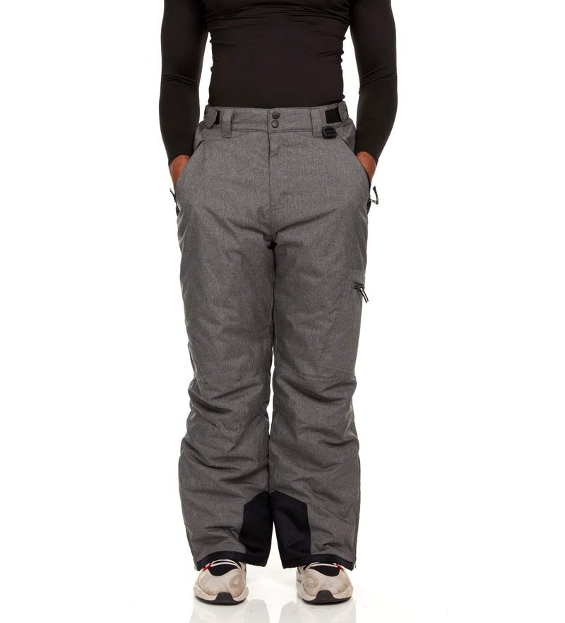 Arctic Quest Mens Snow Ski Waterproof Softshell Snowboard Pants Outdoor Hiking Zipper Bottom Windproof Warm Snow Pants, Grey Heather, Large - Image 1