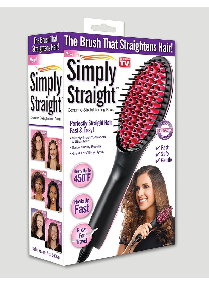 SIMPLY Hair Straightener Brush Thermostatic Straightening Comb Ceramic Tourmaline Fast Heating Anti-scald,Dual Voltage and LED Light Display,3 Temperature Adjustments,Perfect for Home Professional Salon - Image 1