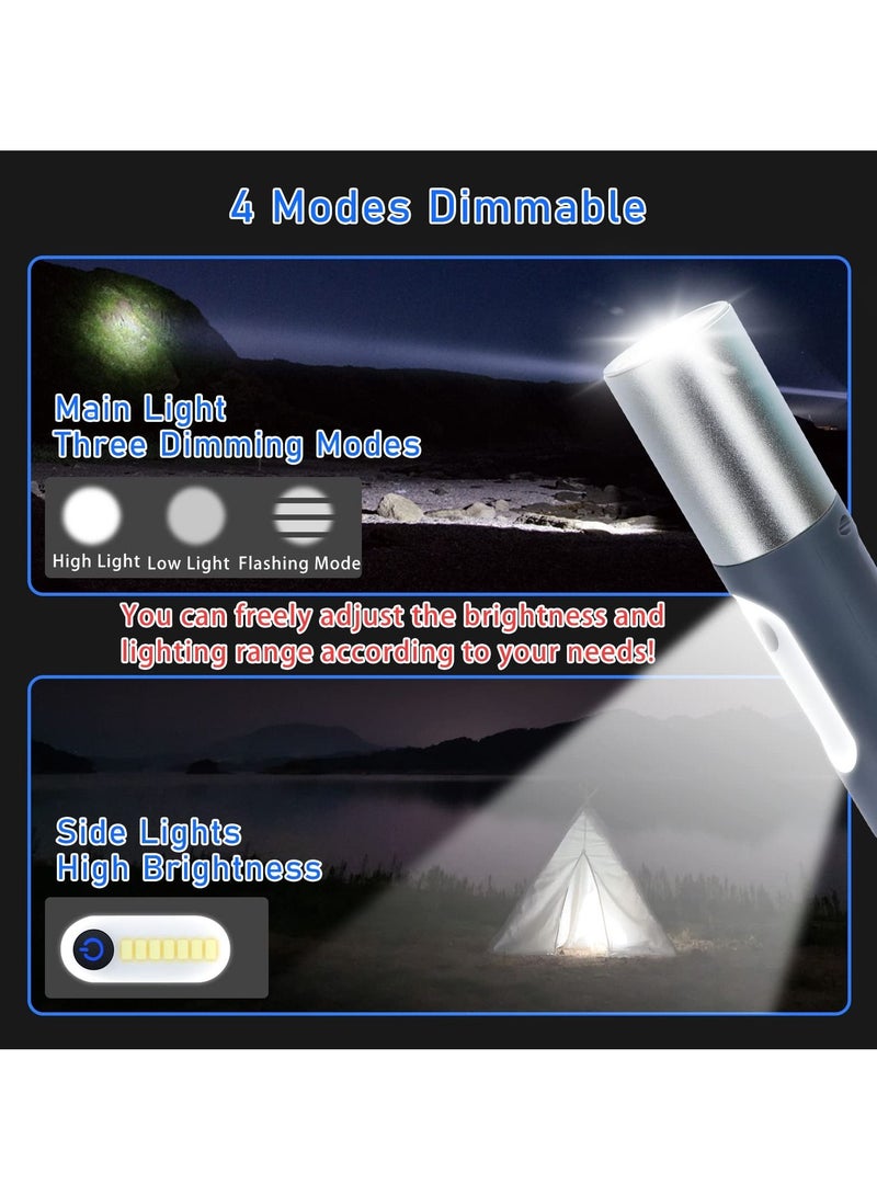 LED Flashlight, Rechargeable Flashlight with IP4X Waterproof  Type-C Charging Cable High Lumens 4 Modes Zoomable for Camping, Outdoors, Emergencies, Home Use, etc - Image 3