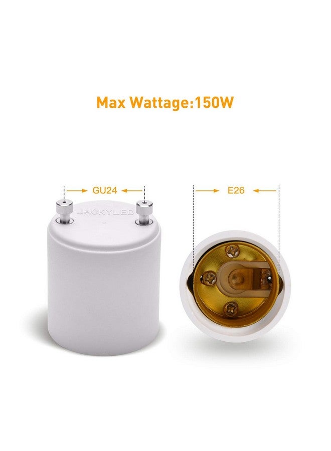 JACKYLED 4 Pack JACKYLED GU24 to E26 E27 Adapter, Heat Resistant Up to 392℉ Fire Resistant Converts GU24 Bi-Pin Based Fixture to E26 E27 Standard Screw-in Socket - Image 5