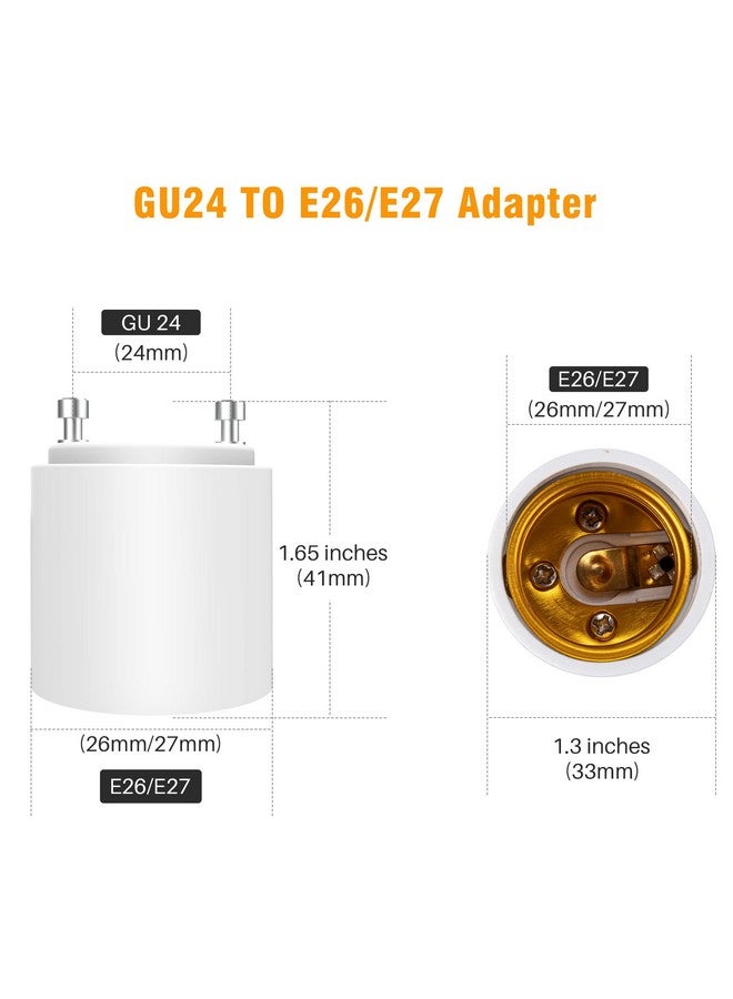 JACKYLED 4 Pack JACKYLED GU24 to E26 E27 Adapter, Heat Resistant Up to 392℉ Fire Resistant Converts GU24 Bi-Pin Based Fixture to E26 E27 Standard Screw-in Socket - Image 4
