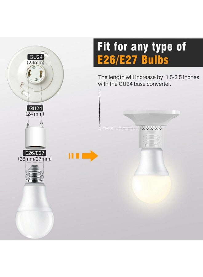 JACKYLED 4 Pack JACKYLED GU24 to E26 E27 Adapter, Heat Resistant Up to 392℉ Fire Resistant Converts GU24 Bi-Pin Based Fixture to E26 E27 Standard Screw-in Socket - Image 3