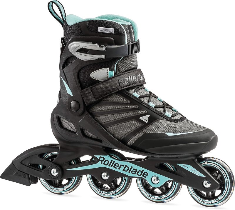 Rollerblade Zetrablade Women's Adult Fitness Inline Skate, Black/Light Blue, Size 9 - Image 1