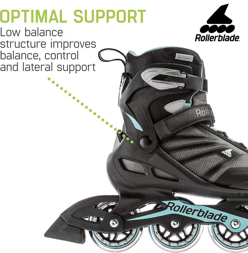 Rollerblade Zetrablade Women's Adult Fitness Inline Skate, Black/Light Blue, Size 9 - Image 5