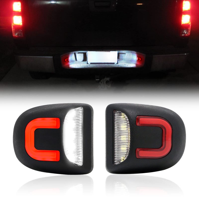 RF Auto Red Ushaped LED License Plate Lights Compatible with Silverado Sierra 1500 2500 3500 HDAvalancheTahoeSuburbanTraverseYukonYukon XLEscalade ESVEXT Pickup Tag Lamp