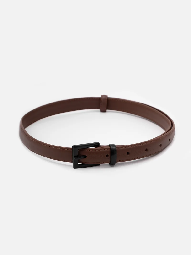 Lichi Slim leather belt with square buckle