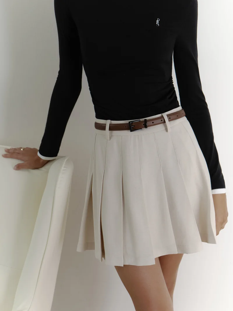 Lichi Slim leather belt with square buckle