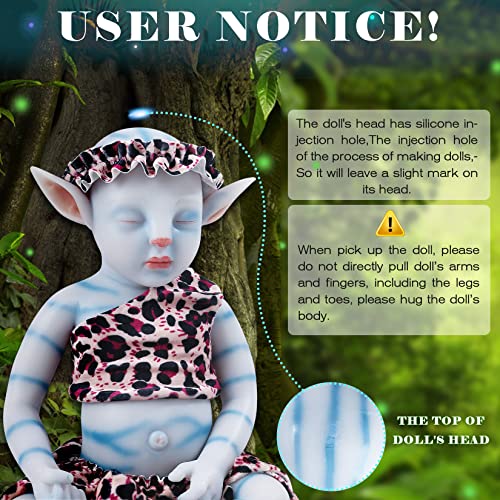 Vollence 17 inch Avatar Eye Closed Full Silicone Baby Dolls Not Vinyl Dolls Navi Realistic Newborn Baby Doll for Children Gifts Doll Collection Girl - Image 5