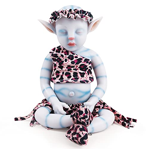Vollence 17 inch Avatar Eye Closed Full Silicone Baby Dolls Not Vinyl Dolls Navi Realistic Newborn Baby Doll for Children Gifts Doll Collection Girl - Image 1