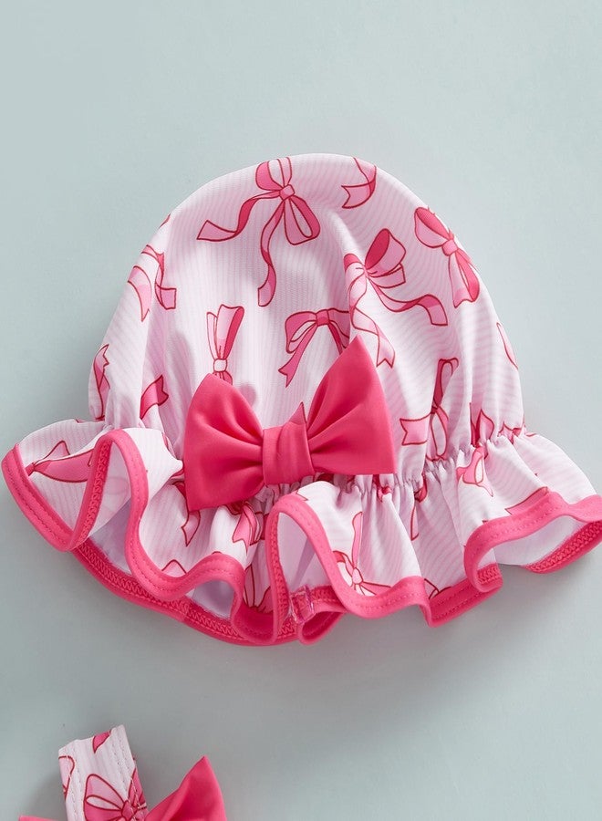 Yccutest Summer Toddler Swimsuit Baby Girls Tankini Bathing Suit Infant Bikini 2t 3t 4t Swimsuit Girls Swim Suit with Sun hat (Rose Pink, 2-3 Years) - Image 3