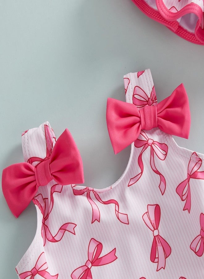 Yccutest Summer Toddler Swimsuit Baby Girls Tankini Bathing Suit Infant Bikini 2t 3t 4t Swimsuit Girls Swim Suit with Sun hat (Rose Pink, 2-3 Years) - Image 2