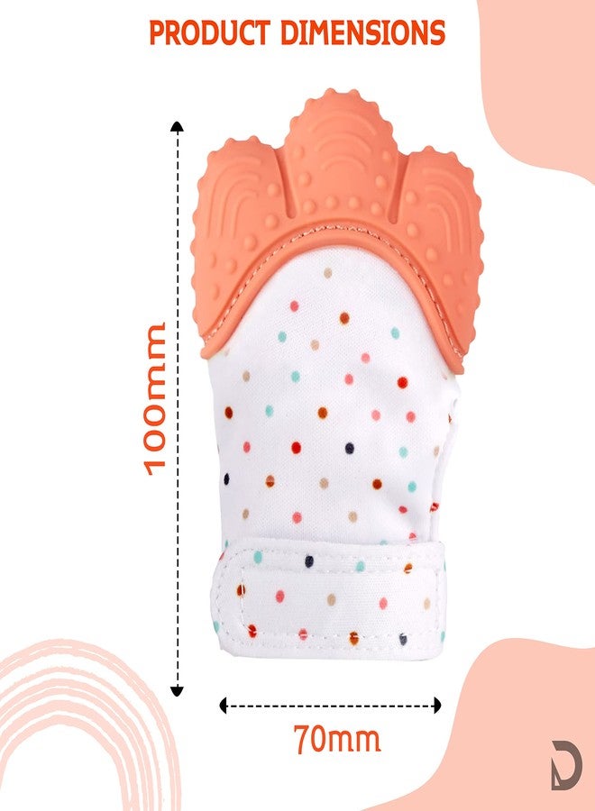 DaKos Teething Mitten, Soft Food-Grade Silicone Teether Mitten Glove Handy Teething Mit Toy for Self-Soothing, BPA-Free, for 3?12 Months Infants (1 Piece) (Orange) - Image 5