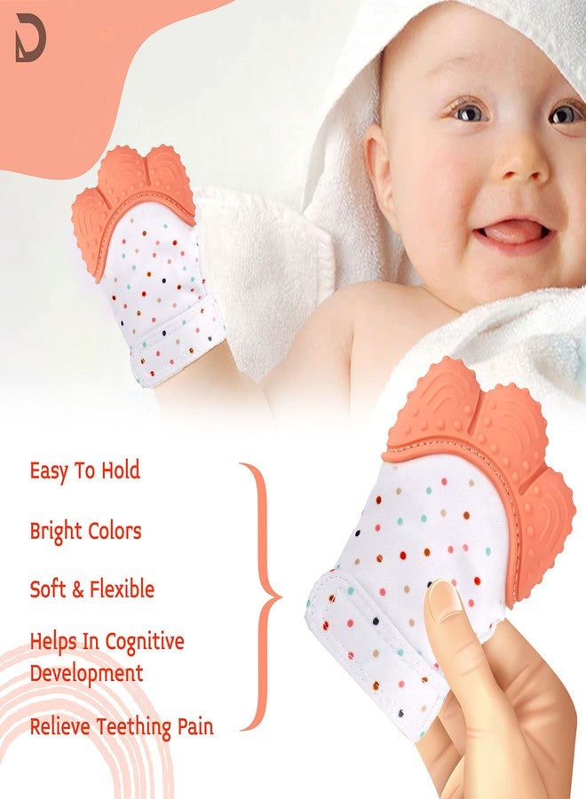 DaKos Teething Mitten, Soft Food-Grade Silicone Teether Mitten Glove Handy Teething Mit Toy for Self-Soothing, BPA-Free, for 3?12 Months Infants (1 Piece) (Orange) - Image 4