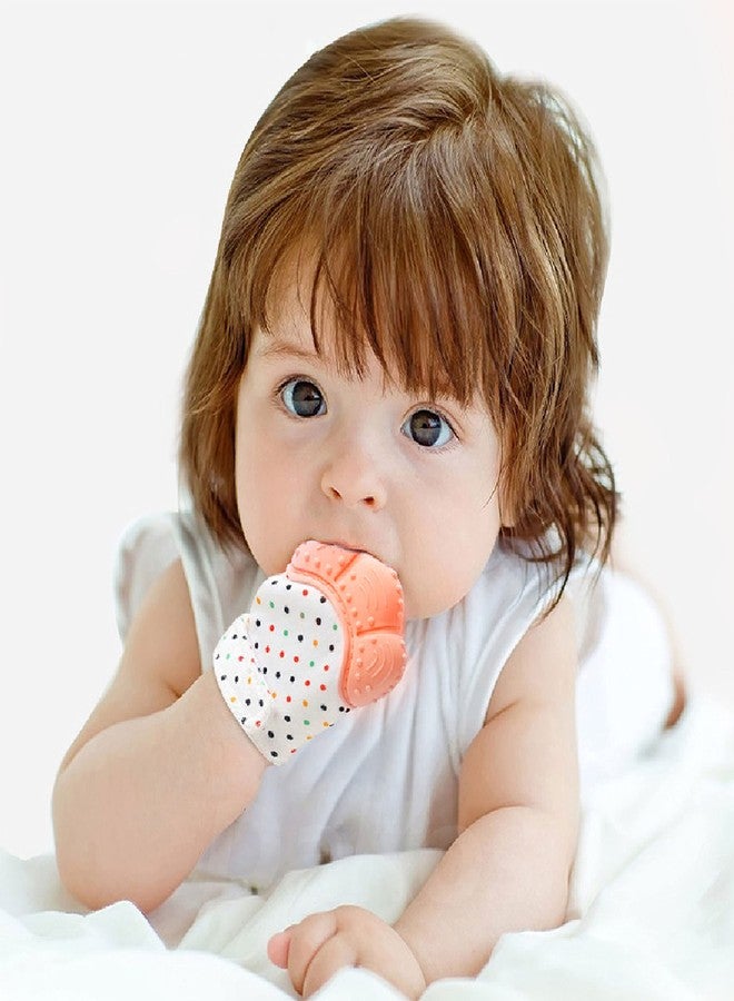 DaKos Teething Mitten, Soft Food-Grade Silicone Teether Mitten Glove Handy Teething Mit Toy for Self-Soothing, BPA-Free, for 3?12 Months Infants (1 Piece) (Orange) - Image 2