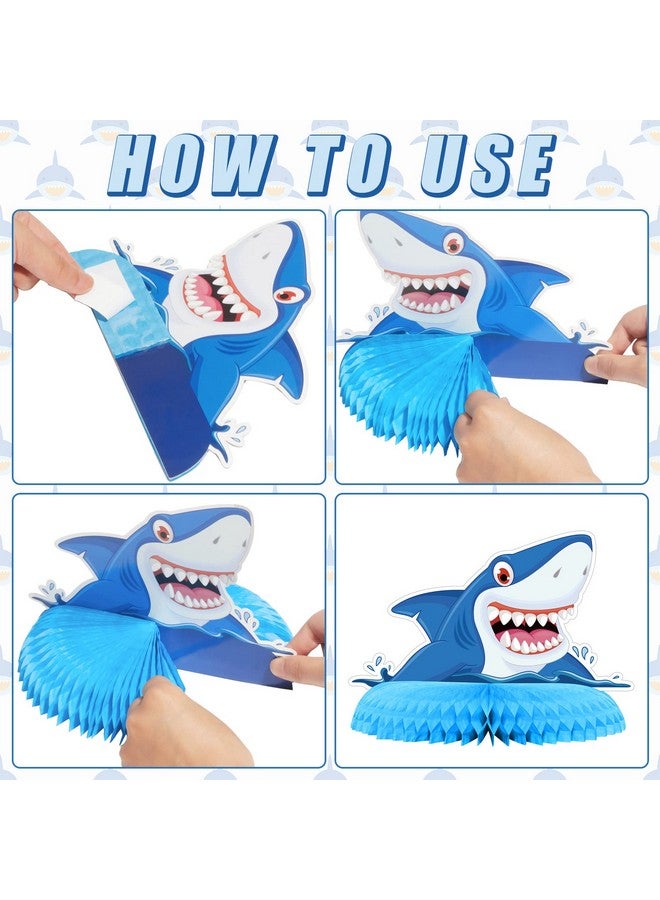 Fainne 28 Pieces Shark Party Supplies Set Includes 12 Hanging Swirls Shark Happy Birthday Banner 12 Hanging Cutouts 3 Birthday Honeycomb Centerpiece for Party Decorations - Image 3