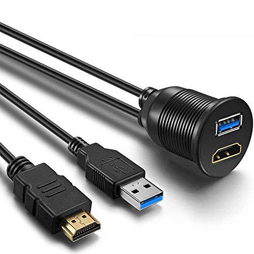 OBVIS USB3.0 and HDMI Mount Cable – USB3.0 and HDMI Extension Flush, Dash, Panel Mount Cable, for Car, Boat, Motorcycle (3 Feet) - Image 3