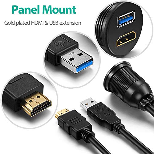OBVIS USB3.0 and HDMI Mount Cable – USB3.0 and HDMI Extension Flush, Dash, Panel Mount Cable, for Car, Boat, Motorcycle (3 Feet) - Image 5