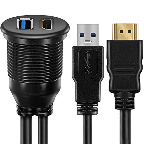 OBVIS USB3.0 and HDMI Mount Cable – USB3.0 and HDMI Extension Flush, Dash, Panel Mount Cable, for Car, Boat, Motorcycle (3 Feet) - Image 2