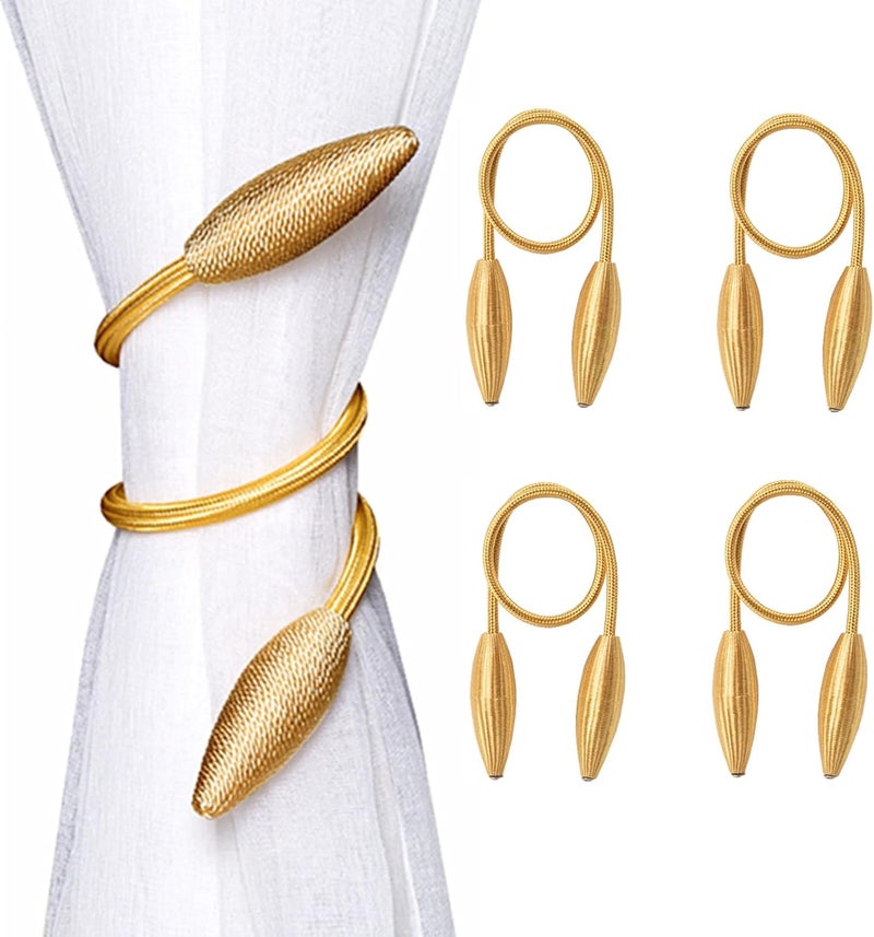 SWTool 4-Pack Gold Curtain Holdbacks Decorative Window Drape Twist Curtains Tiebacks Random Modelling Curtain Holders (Gold) - Image 1