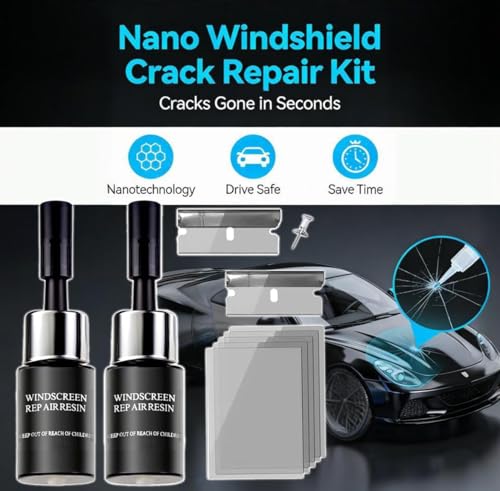 BLUTOKS Windshield Repair Kit, Windshield Chip Repair Kit, Upgrade Car Windshield Crack Repair Kit, Glass Repair Liquid for Cracks and Chips, Cracks Gone Glass Repair Kit All Crack Types (Transparent) - Image 2