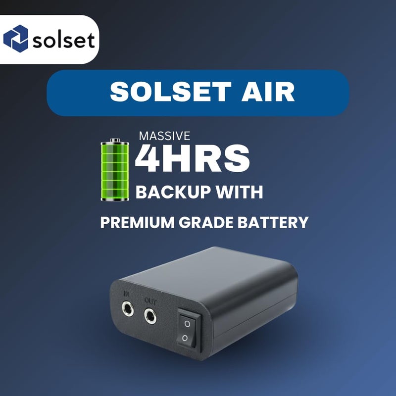 Solset هواء | UPS مصغر لجهاز التوجيه WiFi | حتى 4 ساعات من النسخ الاحتياطي | UPS طاقة WiFi خلال انقطاع التيار | UPS لجهاز التوجيه سهل الاستخدام | متوافق مع JioFiber و Airtel Xstream و ACT و BSNL والمزيد - Image 2