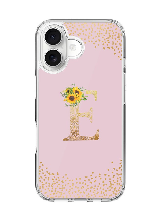 Classic Clear MagSafe Case for iPhone 17 , Hybrid Soft Case Flexible Edges Anti Drop TPU PC Gel Thin Transparent Cover [ Designed for iPhone 17 ] - Custom Monogram Initial Letter Floral Pattern Alphabet - E  (Pink )