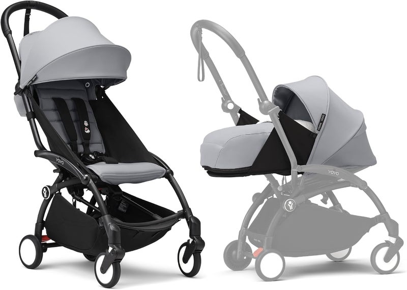 Stokke YOYO3 Complete Yoyo Stroller from Birth - Includes Black Frame, YOYO 6, Color Pack, 0, Newborn Pack - Stone - Image 1