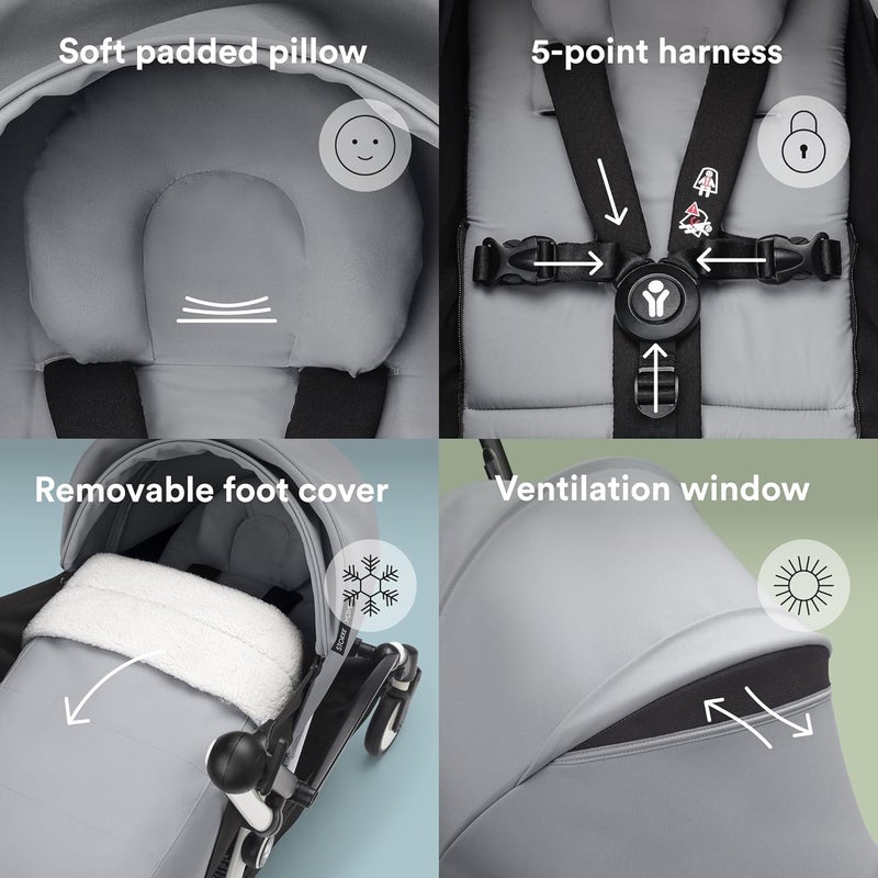 Stokke YOYO3 Complete Yoyo Stroller from Birth - Includes Black Frame, YOYO 6, Color Pack, 0, Newborn Pack - Stone - Image 3
